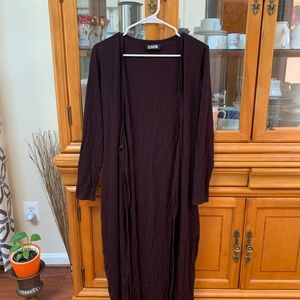 Reformation Long Brown Ribbed Cardigan